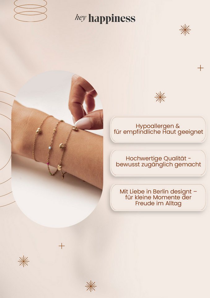 Hey Happiness Armkette mit Charms Farbharmonie, wasserfest, Farbfrohes Edelstahlarmband Damen mit bunten Perlen – Bild 5 von 5