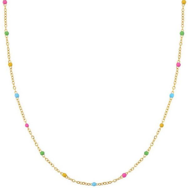 Hey Happiness Charm-Kette Farbharmonie, wasserfeste Halskette, Farbfrohe Edelstahl Kette Damen mit bunten Perlen