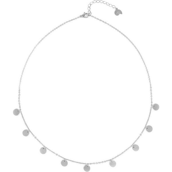 Hey Happiness Charm-Kette mit Geo Plättchen, Edelstahl Halskette Damen mit Münze Anhänger, wasserfest