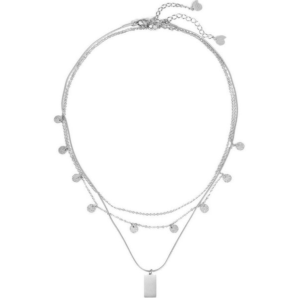 Hey Happiness Charm-Ketten-Set 2er Damen Layer mehrreihig, 18K Roségold Vergoldet, Kette Plättchen hängend, Halskette Schlange, Damenset wasserfest