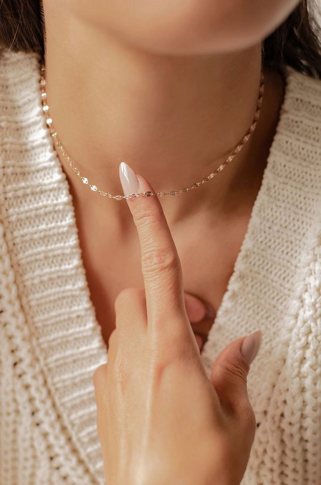 Hey Happiness Choker Rolo Kette Damen, Kurze Edelstahl Halskette ohne Anhänger, wasserfest – Bild 2 von 5