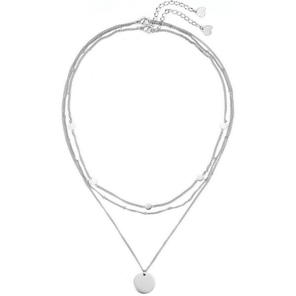 Hey Happiness Collier-Set Geo Plättchen Kette in Set, Layer Edelstahlkette, Vergoldet 18K Roségold, 2 Layering Halsketten mit Plättchen