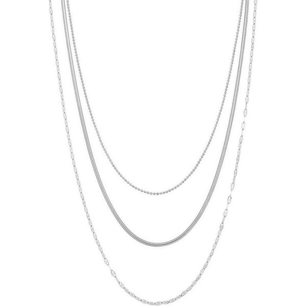 Hey Happiness Collier Trio Layer, elegant & feminin, Mehrreihige Edelstahl Halskette Damen, verstellbar