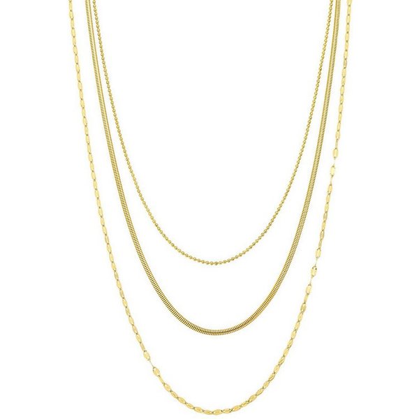Hey Happiness Collier Trio Layer, elegant & feminin, Mehrreihige Edelstahl Halskette Damen, verstellbar