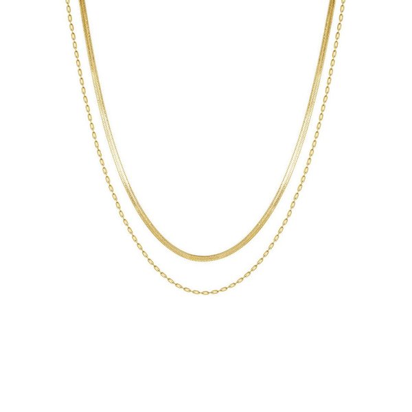 Hey Happiness Collierkettchen Dual-Design, Damen Layer Kette, 2er Schlange und Kugelkette, wasserfest