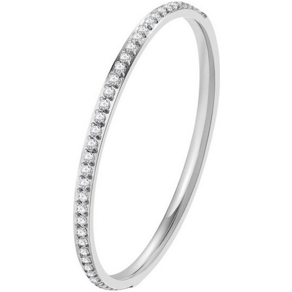 Hey Happiness Fingerring Glimmer, Zirkonia Bandring für Damen, Dünner Edelstahl Fingerring mit Kristallen, wasserfest