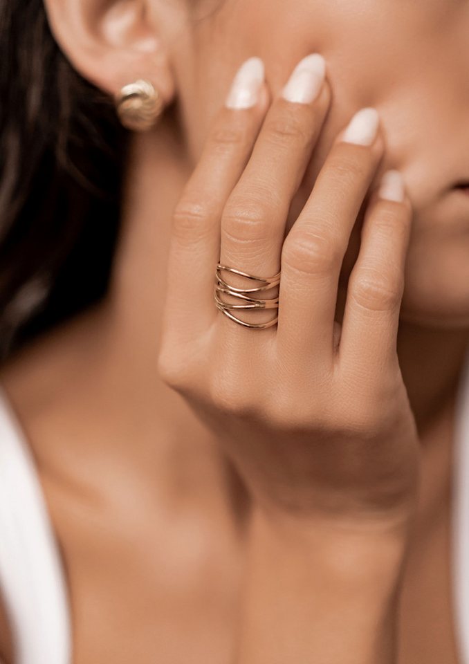 Hey Happiness Fingerring Spirale, Offener Ring, Edelstahl Ring Multi Schicht, wasserfest – Bild 5 von 5