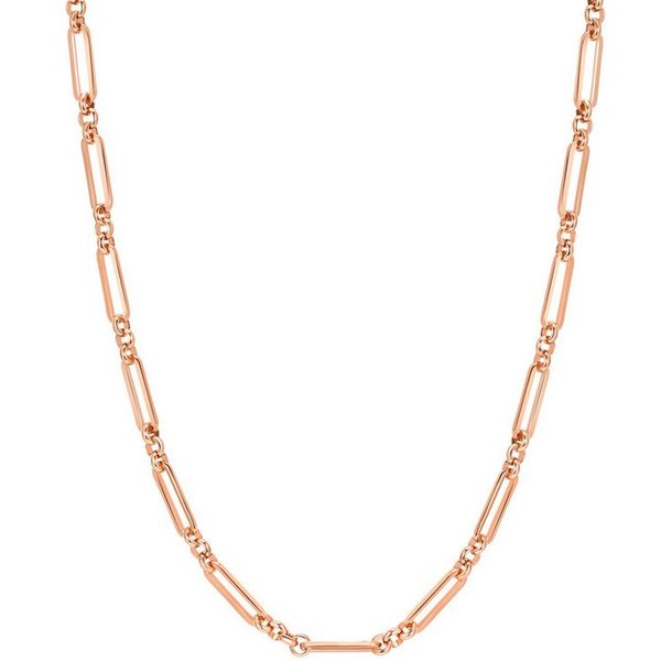 Hey Happiness Gliederkette Rechteck Eckig, Vergoldet 18K Roségold, Damen Edelstahl Kette Paper Clip, wasserfest