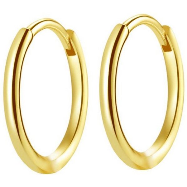 Hey Happiness Paar Creolen Silber Basic, stapelbar, Runde Herren Ohrringe Silber 925, 18K vergoldet