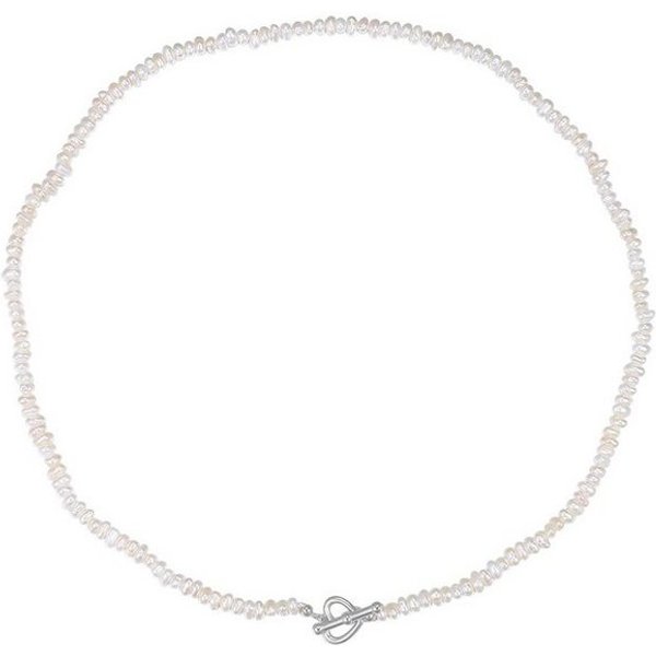 Hey Happiness Perlenkette Choker Damen, echte Süßwasserperlen, Herz & Knebelverschluss aus 925 Silber