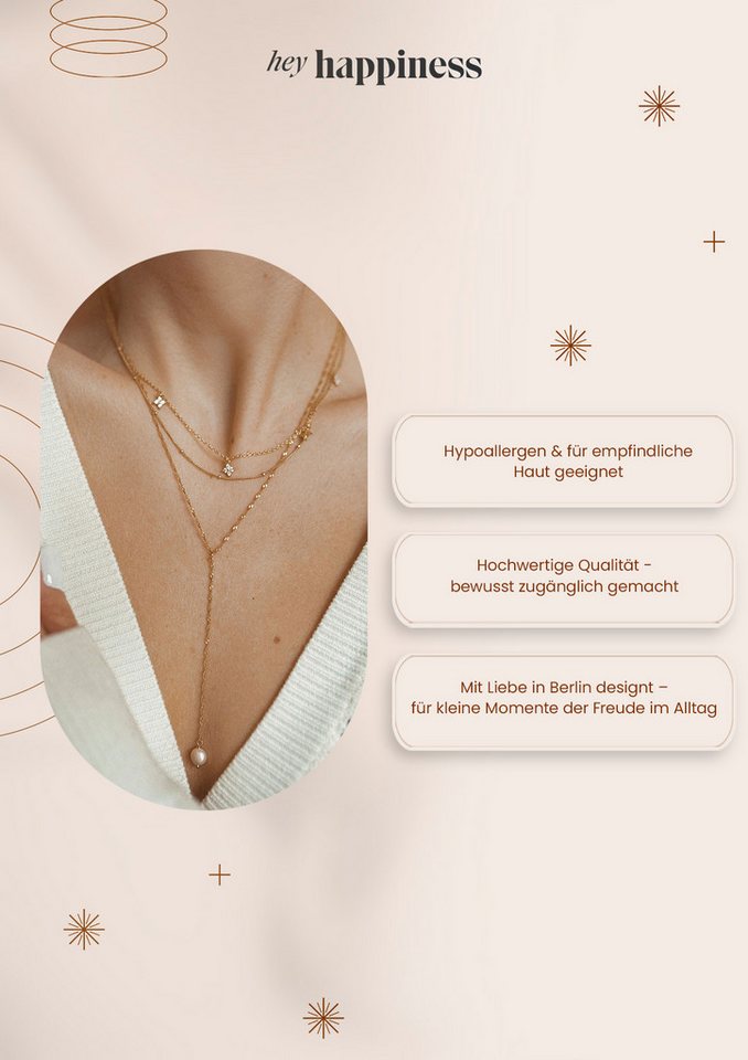 Hey Happiness Perlenkette Y-Kette mit Barockperle, Elegante Halskette Damen Silber 925, Brautschmuck – Bild 5 von 5