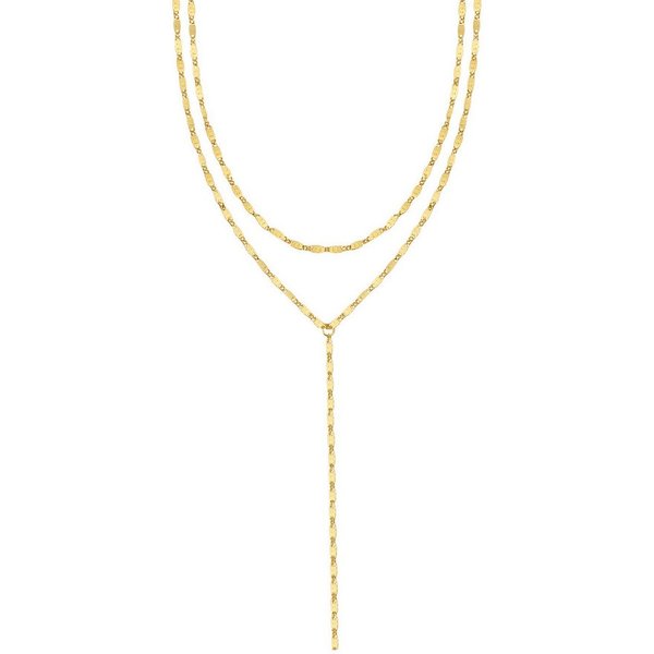 Hey Happiness Y-Kette mit Plättchen, Wasserfeste Edelstahl Lasso Halskette, Layer Lariat Damen Kette, Vergoldet 18K Roségold