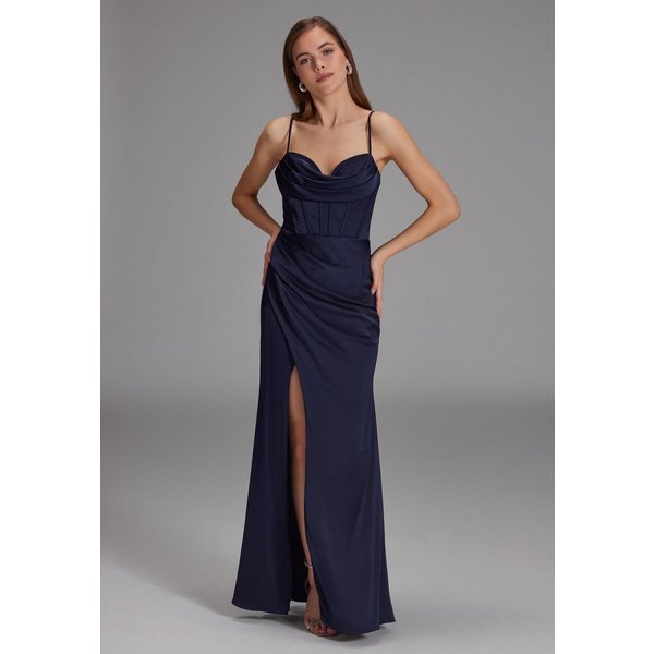 Hey Kyla Abendkleid - Satinkleid mit Drapierung und Beinschlitz Figurbetonte Passform