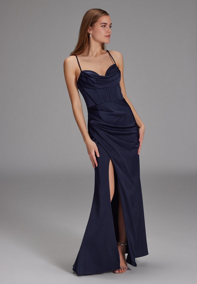 Hey Kyla Abendkleid - Satinkleid mit Drapierung und Beinschlitz Figurbetonte Passform – Bild 5 von 5