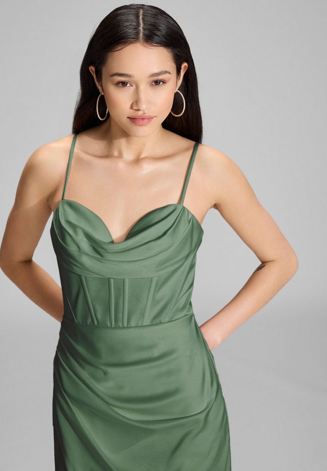 Hey Kyla Abendkleid - Satinkleid mit Drapierung und Beinschlitz Figurbetonte Passform – Bild 3 von 5