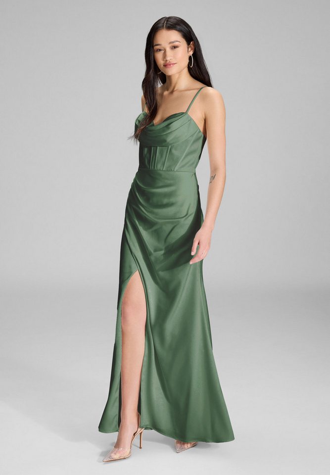 Hey Kyla Abendkleid - Satinkleid mit Drapierung und Beinschlitz Figurbetonte Passform – Bild 5 von 5