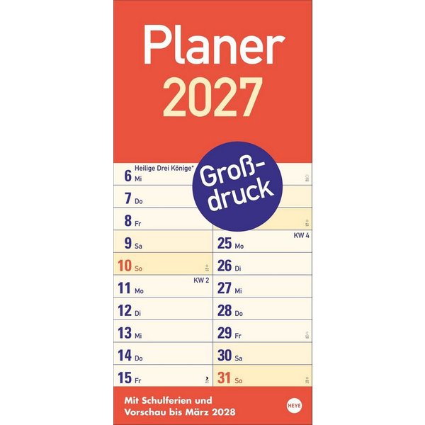HEYE Wandkalender Großdruck Planer 2027