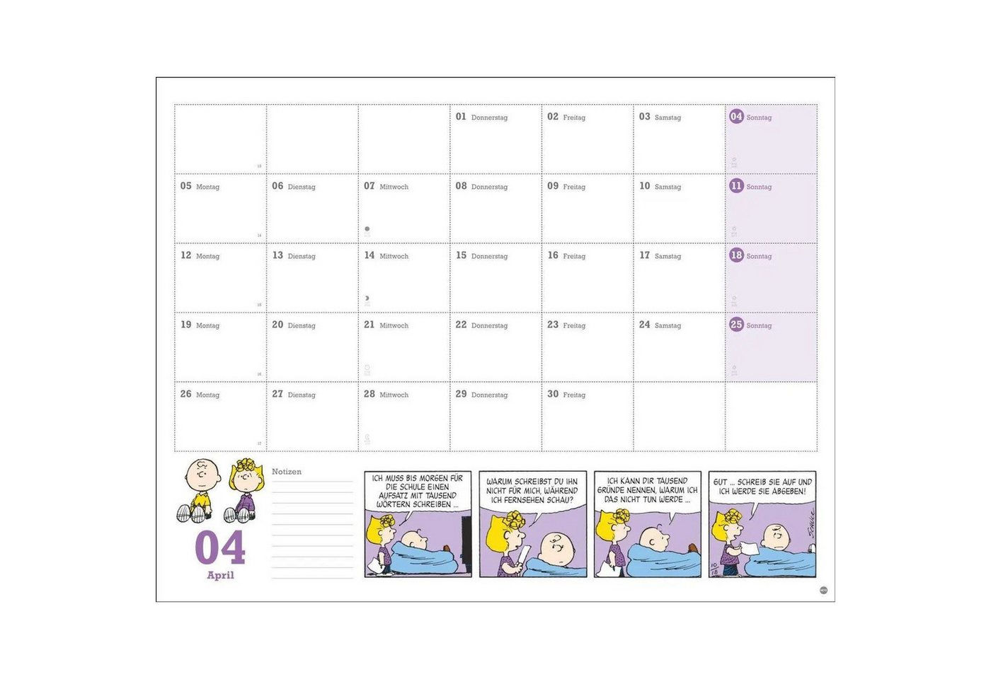 HEYE Wandkalender Peanuts Monatsplaner 2027 – Bild 5 von 5