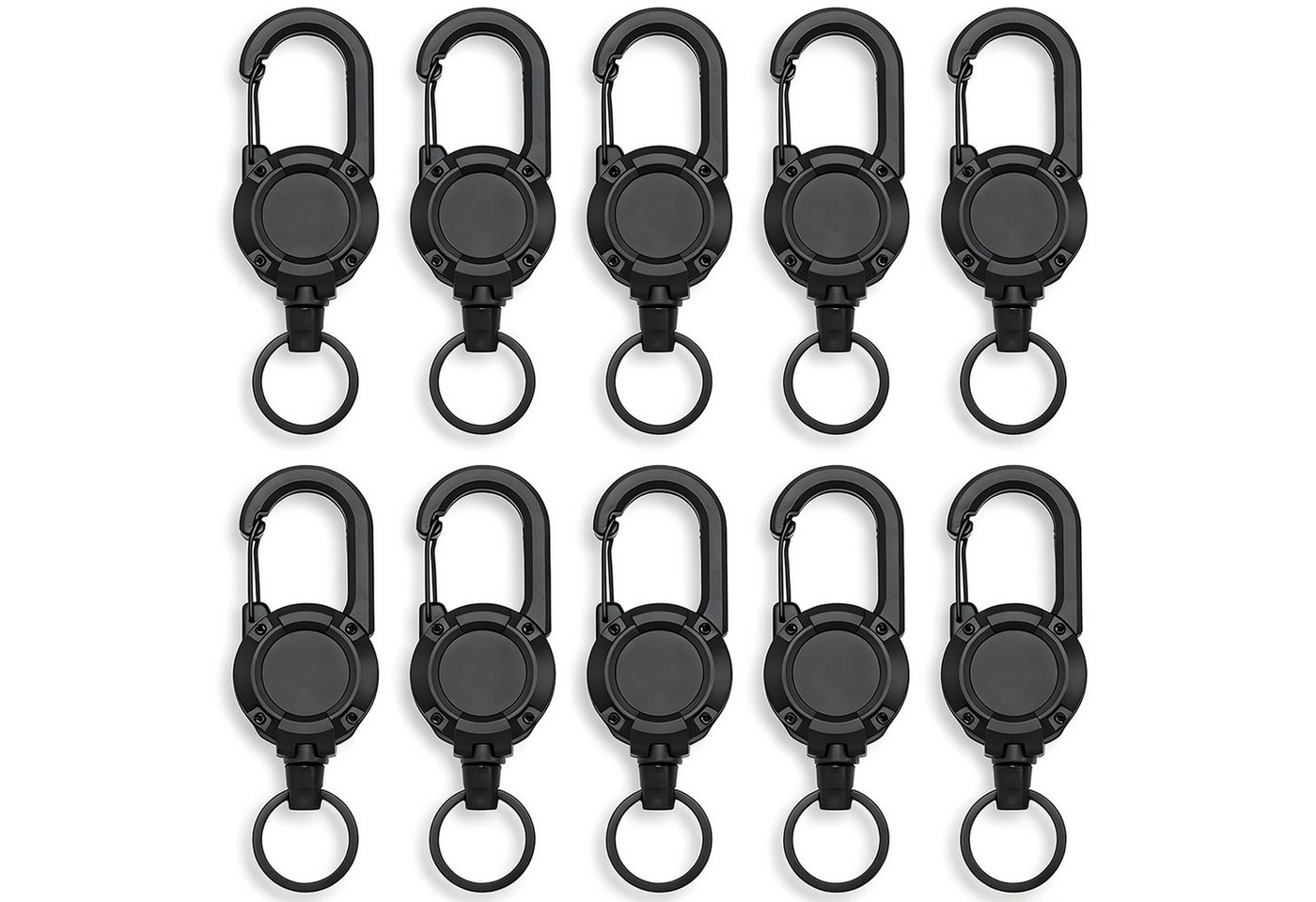 HEYHIPPO Schlüsselanhänger Multitool Karabiner – ausziehbarer Schlüsselanhänger & Badgehalter (Set, ausziehbare Schlüsselhalter mit Kordel– für Ausweise & Schlü – Bild 3 von 5