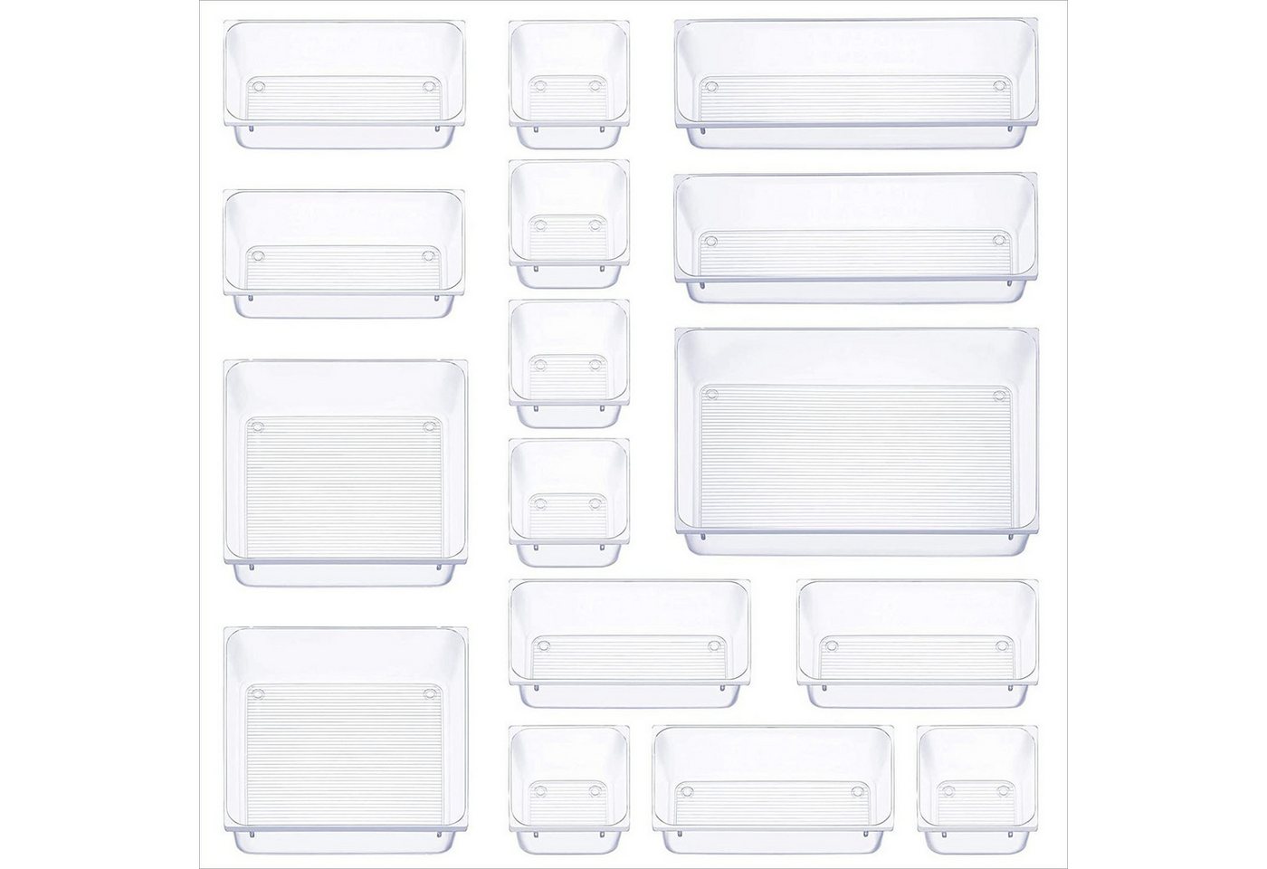 HEYHIPPO Schubladenbox 16 Schubladen-Organizer,5 Größen von Aufbewahrungsboxen für Krimskrams, (16er-Packung, Büroaufbewahrung, Kosmetik-Aufbewahrungsbox-Set, r – Bild 4 von 5