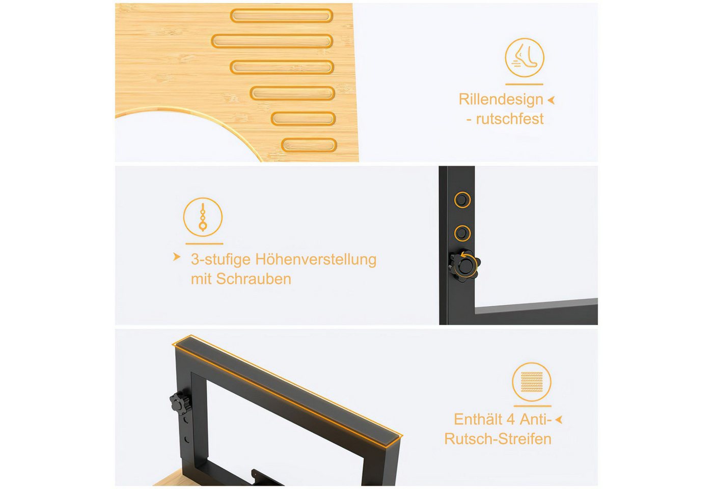 HEYHIPPO Tritthocker Klappbarer Toilettenhocker Höhenverstellbarer Fußhocker Holzfarbe (Stabiler und tragbarer Toilettentritthocker mit geringem Platzbedarf, Ei – Bild 3 von 5