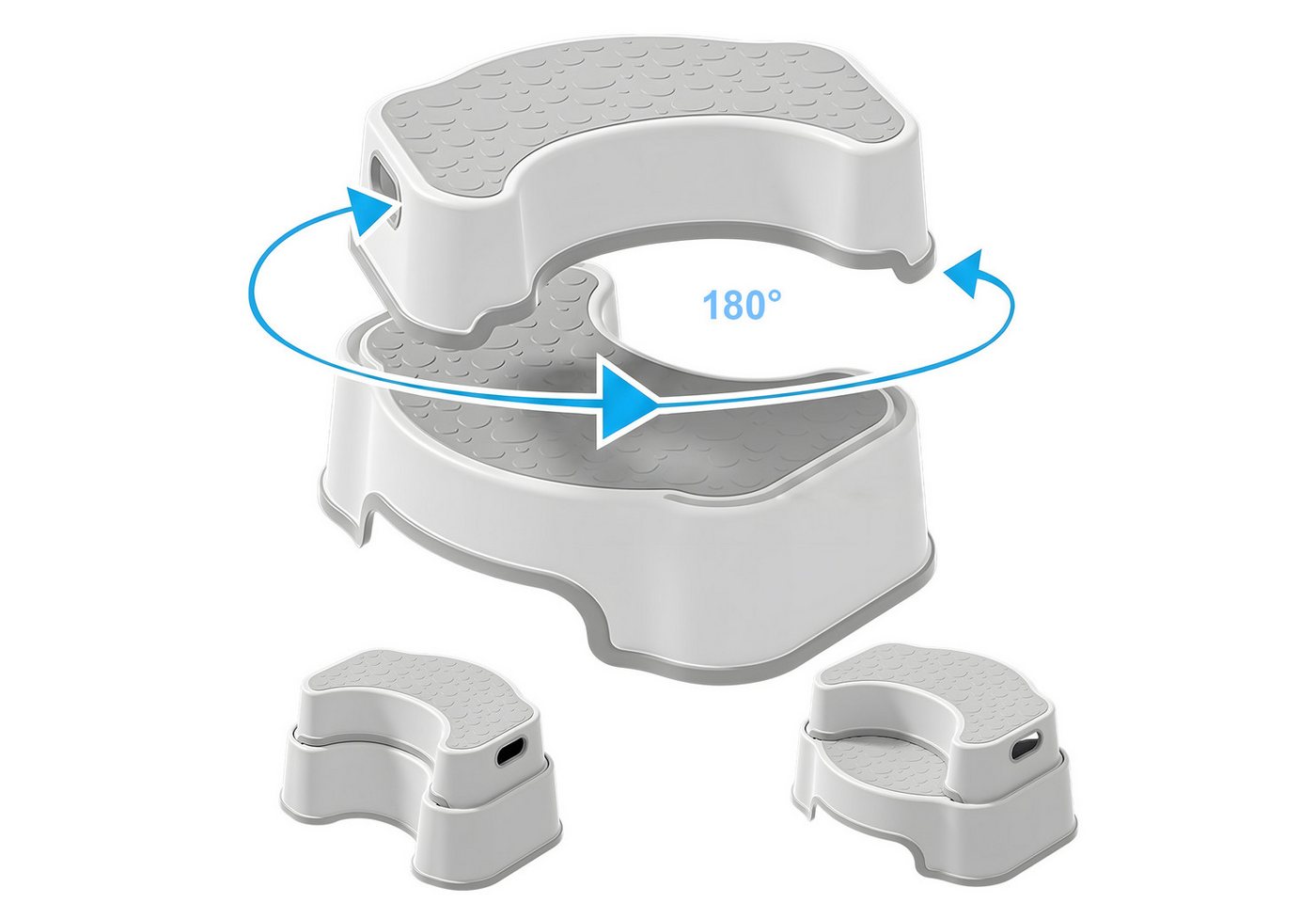 HEYHIPPO Tritthocker Toilettenhocker,43×25,9×20,7cm, PP,rutschfest,für Kinder & Erwachsene (Fußhocker für Toilette – rutschfest, belastbar bis 75 kg, vielseitig – Bild 3 von 5