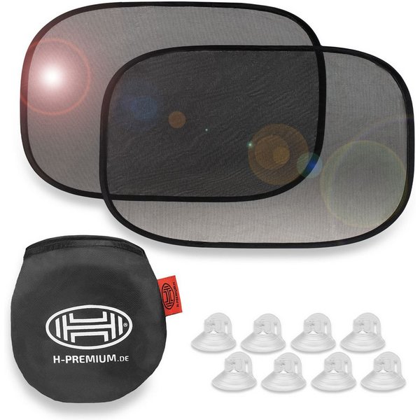 HEYNER Autosonnenschutz Auto-Sonnenschutz 55x35cm 2er Set Saugnäpfe Autofenster UV Schutz, 3.5 x 0.5 cm, (Set, 2-St)