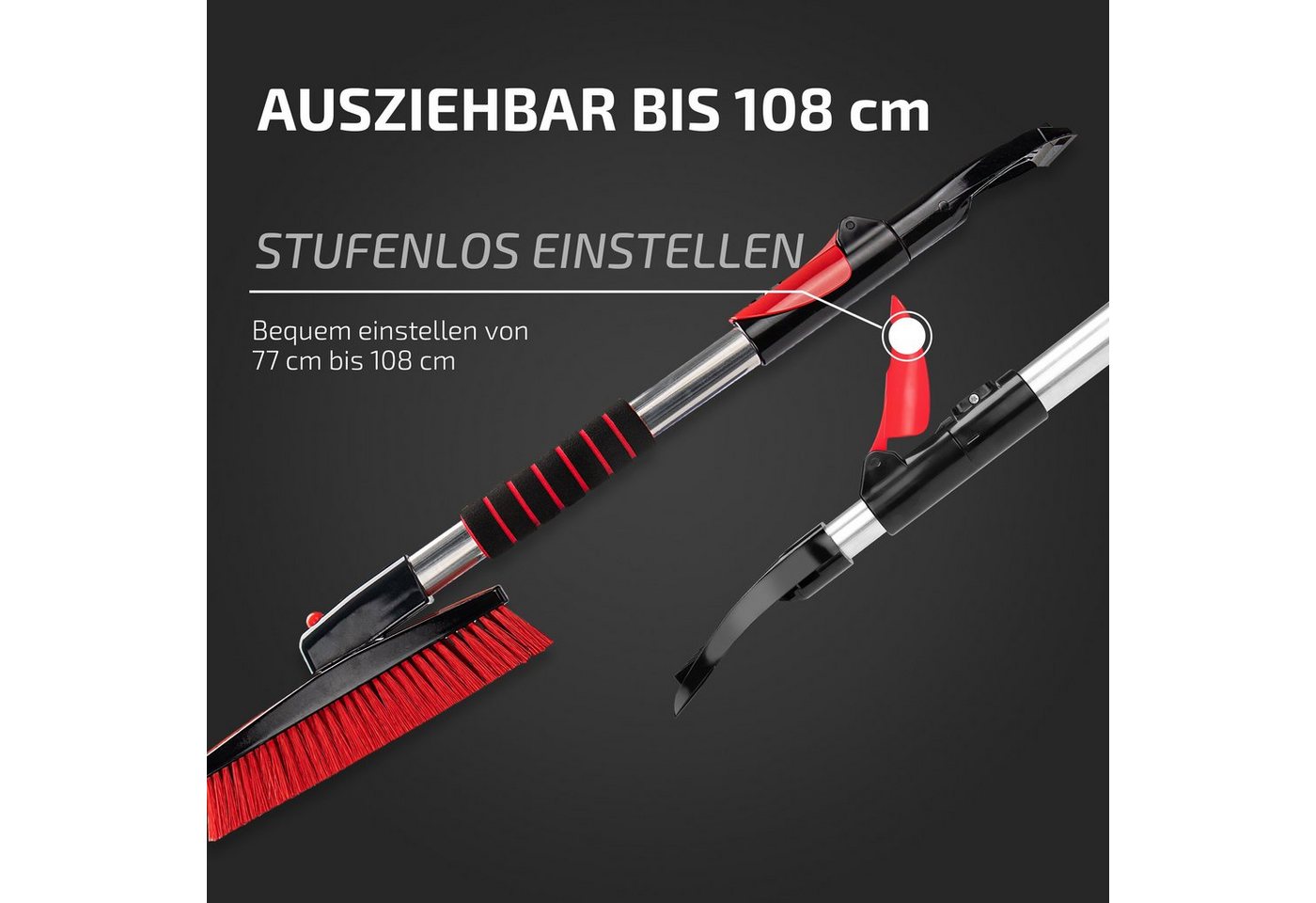 HEYNER Eiskratzer Teleskop-Schneebesen 77-108 cm mit 9 cm Eiskratzer und 360°-Kopf – Bild 4 von 5