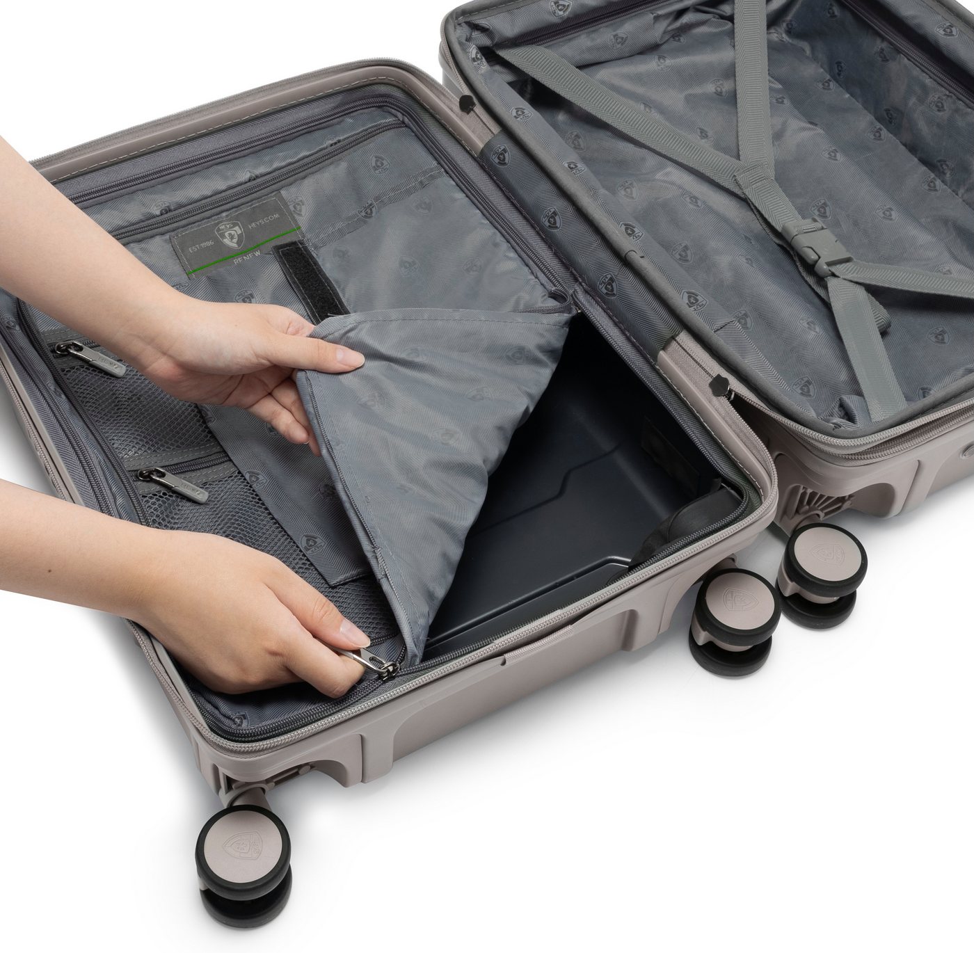 Heys Hartschalen-Trolley ReNew, verschiedene Größen und Farben, 4 Rollen, herausnehmbares Innenfutter Volumenerweiterung 5 Jahre Garantie – Bild 3 von 5