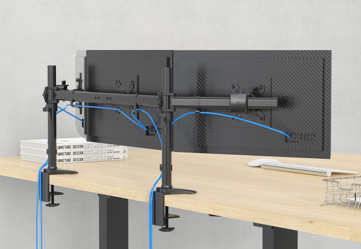 HFTEK Monitor-Halterung, (3-Fach - Tischhalterung für drei Bildschirme von 15 bis 27 Zoll) – Bild 4 von 5