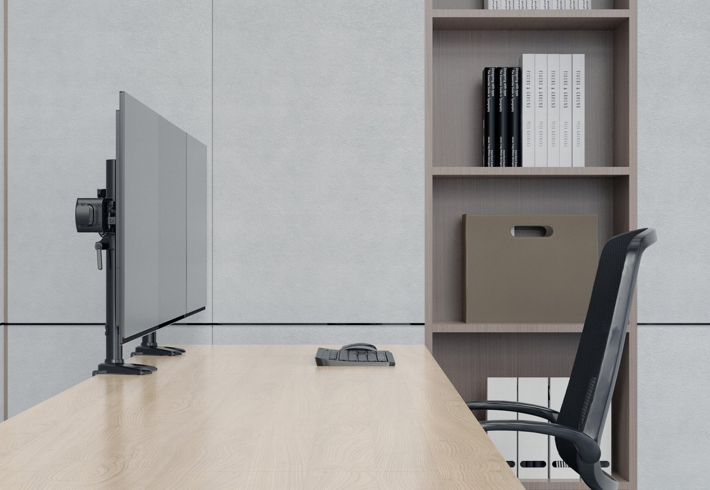 HFTEK Monitor-Halterung, (3-Fach - Tischhalterung für drei Bildschirme von 15 bis 27 Zoll) – Bild 5 von 5