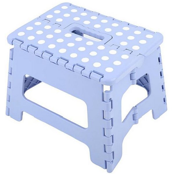 HH-Haushalt Klapptritt Klapphocker, Klapptritt, Tritthocker Hellblau Faltbar H 22cm bis 150KG