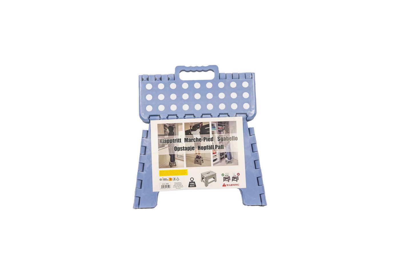 HH-Haushalt Klapptritt Klapphocker, Klapptritt, Tritthocker Hellblau Faltbar H 22cm bis 150KG – Bild 2 von 4
