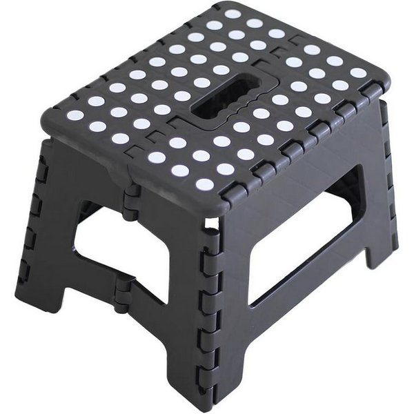 HH-Haushalt Klapptritt Klapphocker, Klapptritt, Tritthocker Schwarz Faltbar H 22cm bis 150KG