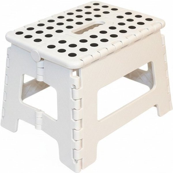 HH-Haushalt Klapptritt Klapphocker, Klapptritt 22 cm für Kinder faltbar bis 150 kg Weiß