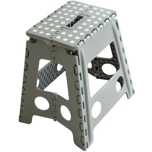HH-Haushalt Klapptritt XL Klapphocker, Klapptritt, Tritthocker Grau Faltbar H 40cm bis 150KG