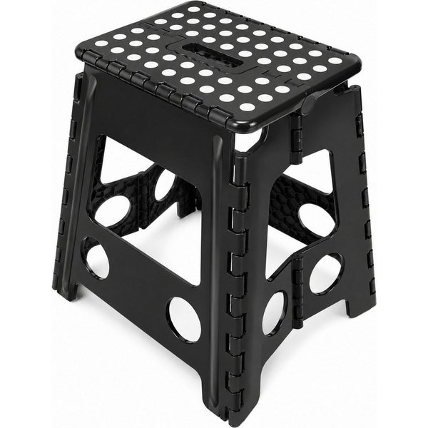 HH-Haushalt Klapptritt XL Klapphocker, Klapptritt, Steighilfe 40cm faltbar bis 150kg Schwarz