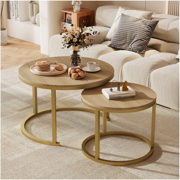 Hiazurm Couchtisch Couchtisch 2er Set mit Marmormuster, Kaffeetisch, Beistelltisch (Satztisch für Wohnzimmer & Büro & Schlafzimme & Balkon, 2er Set), 70x45cm+50