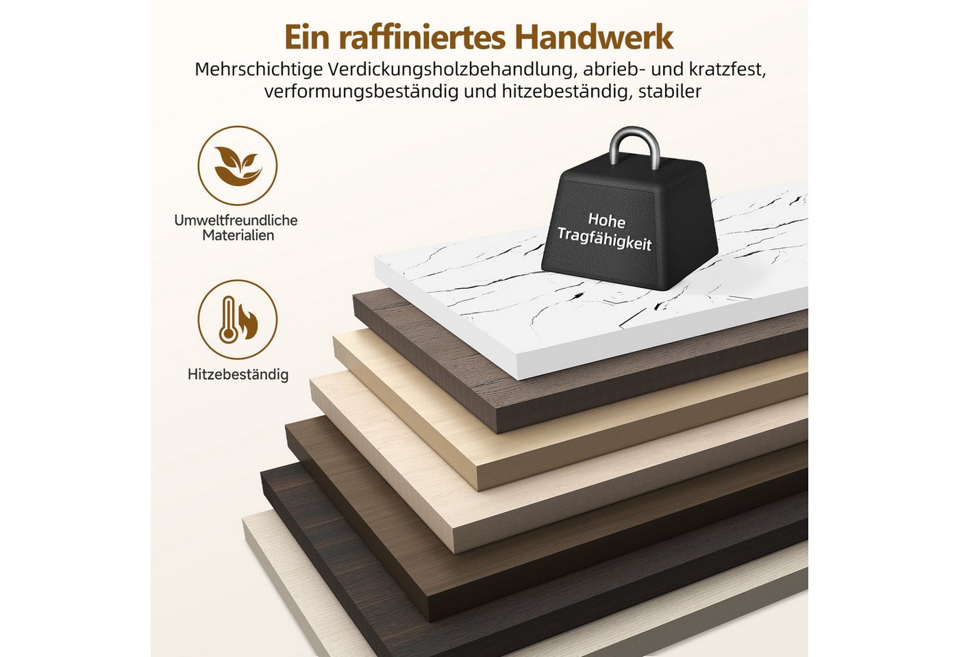 Hiazurm Couchtisch Couchtisch 2er Set mit Marmormuster, Kaffeetisch, Beistelltisch (Satztisch für Wohnzimmer & Büro & Schlafzimme & Balkon, 2er Set), 70x45cm+50 – Bild 2 von 5