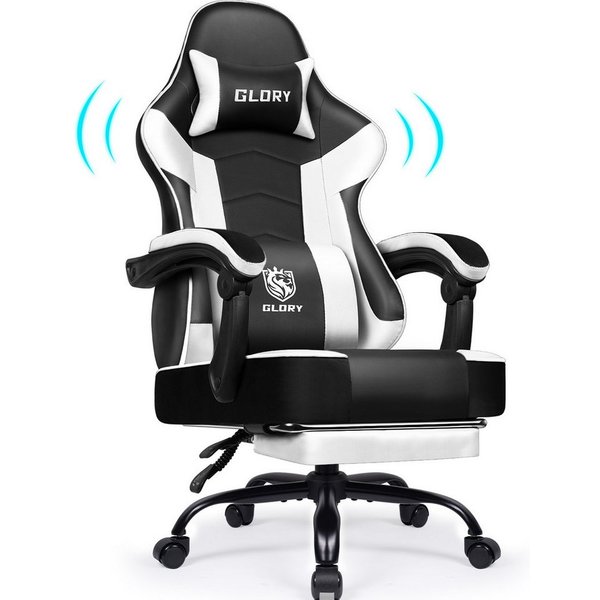 Hiazurm Gaming-Stuhl Gaming Stuhl, Bürostuhl Ergonomisch Wippfunktion bis zu 170° (Gaming Chair mit Fußstütze, 10 cm Höhenverstellung), Verstellbarem Lenden- & 