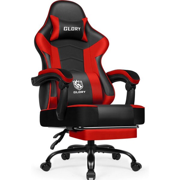 Hiazurm Gaming-Stuhl Gaming Stuhl, Bürostuhl Ergonomisch Wippfunktion bis zu 170° (Gaming Chair mit Fußstütze, 10 cm Höhenverstellung), Verstellbarem Lenden- & 