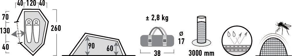 High Peak Tunnelzelt Sparrow, Personen: 2 – Bild 4 von 5