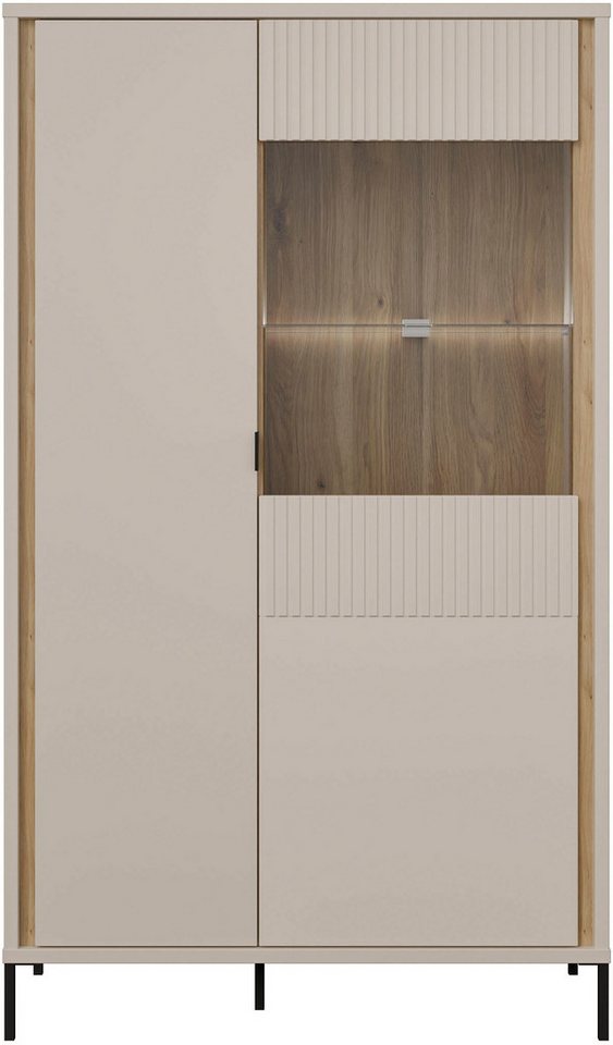 FORTE Highboard Forte Seravel Highboard, Kashmir Beige/Mauvella Eiche opt. Beleuchtung, B/H/T 94,1/160,8/41,5 viel Stauraum, Lamellenoptik – Bild 5 von 5