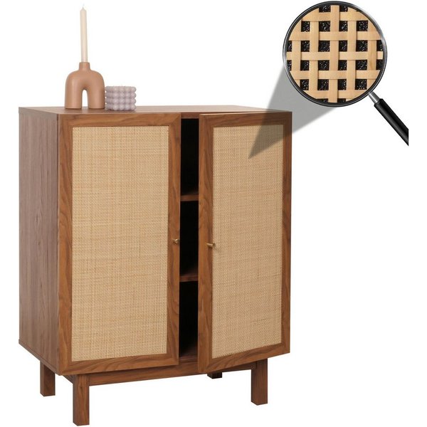 MCW Highboard MCW-M51, Türen mit handgefertigtem natürlichen Kubu Rattan