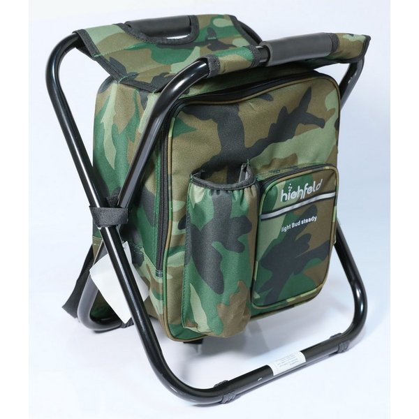 highfeld Campinghocker Camping Hocker mit Rucksack camouflage (1 Stück), mit integrierter Kühltasche