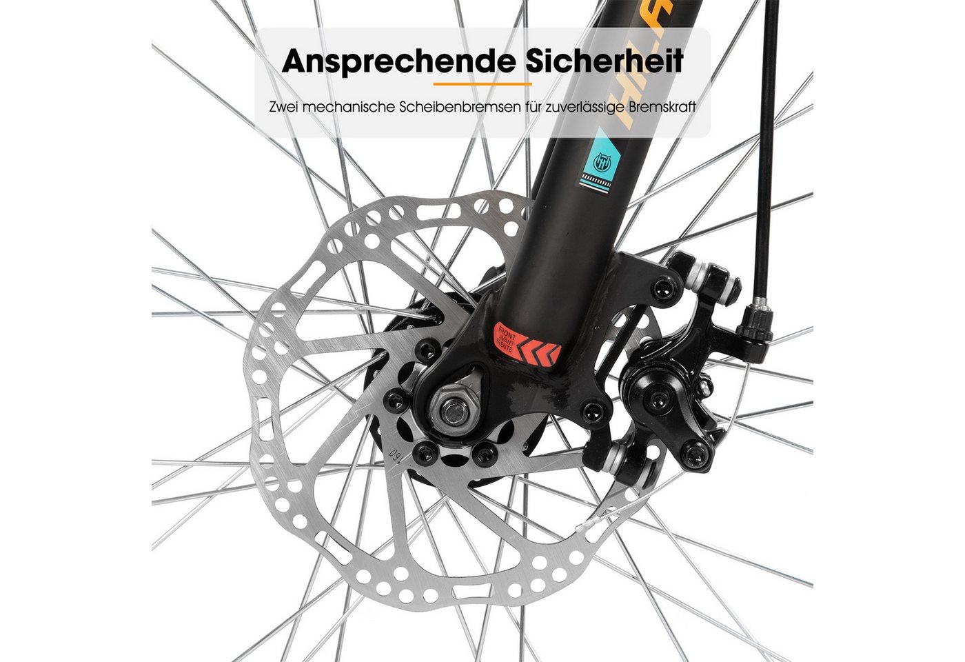 HILAND Mountainbike 26/27,5 Zoll MTB für Männer, Frauen, Student, Fahrräder für Gelände, Mit 18 Gang, Doppelte Scheibenbremsen, Federgabel, Fender – Bild 5 von 5