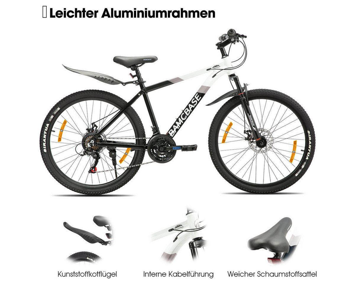HILAND Mountainbike 26/27,5 Zoll Alu-Mountainbike 21-Gang, Scheibenbremsen & Komfortsattel – Bild 2 von 5