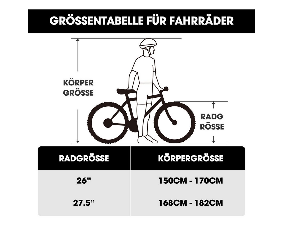 HILAND Mountainbike 26/27,5 Zoll Alu-Mountainbike 21-Gang, Scheibenbremsen & Komfortsattel – Bild 4 von 5
