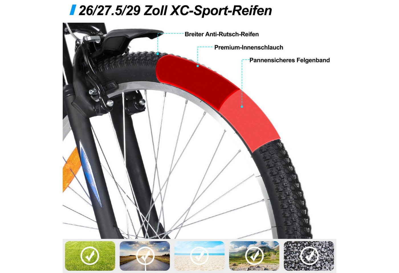 HILAND Mountainbike 26/27,5/29 Zoll Herren Damen Studentenräder, Gelände Pendlerräder – Bild 2 von 5