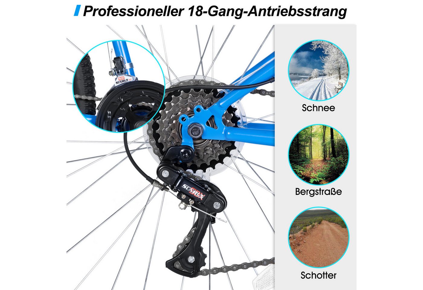 HILAND Mountainbike 26/27,5/29 Zoll Herren Damen Studentenräder, Gelände Pendlerräder – Bild 5 von 5
